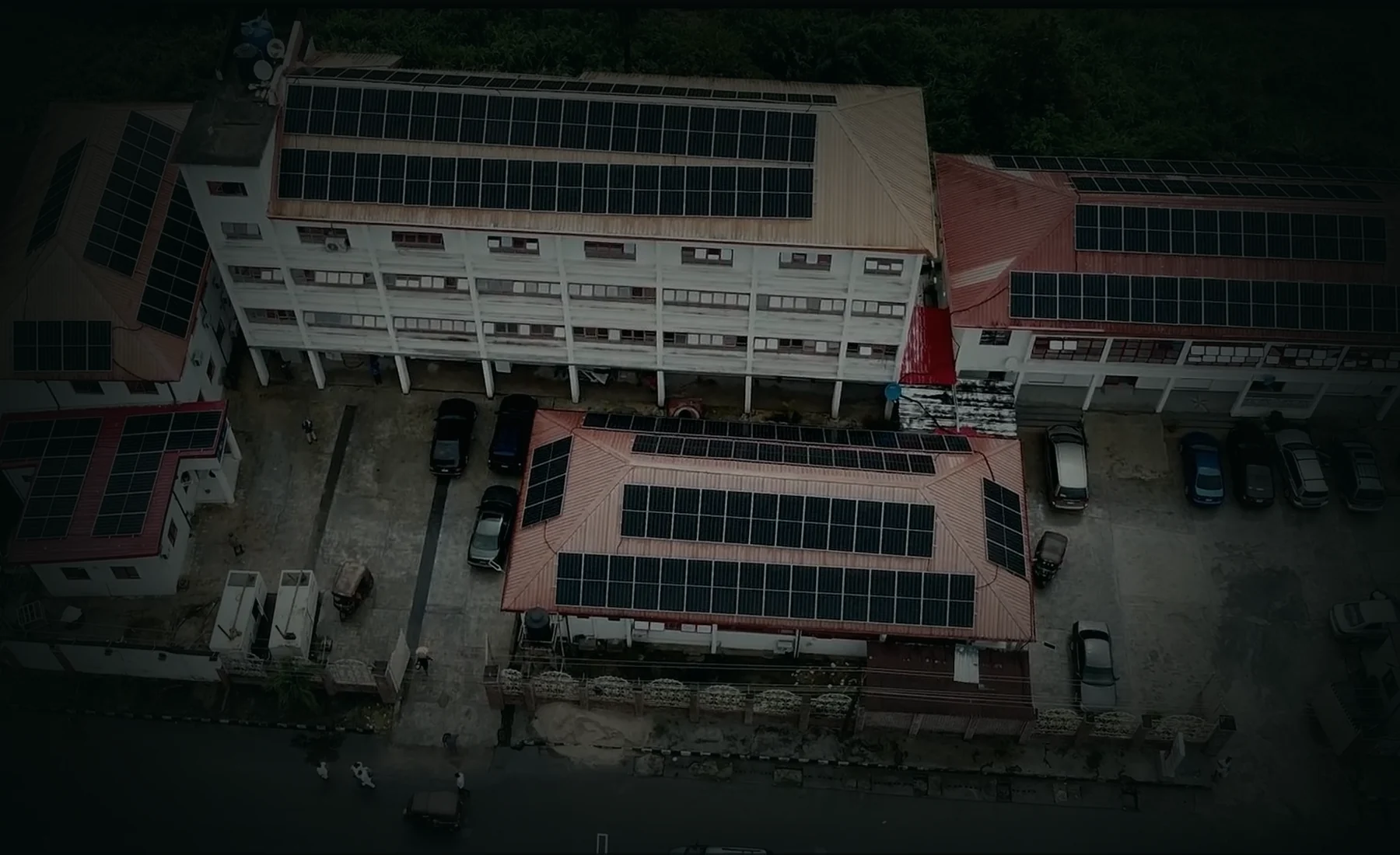 Solar panels installed on a Nigerian commercial building